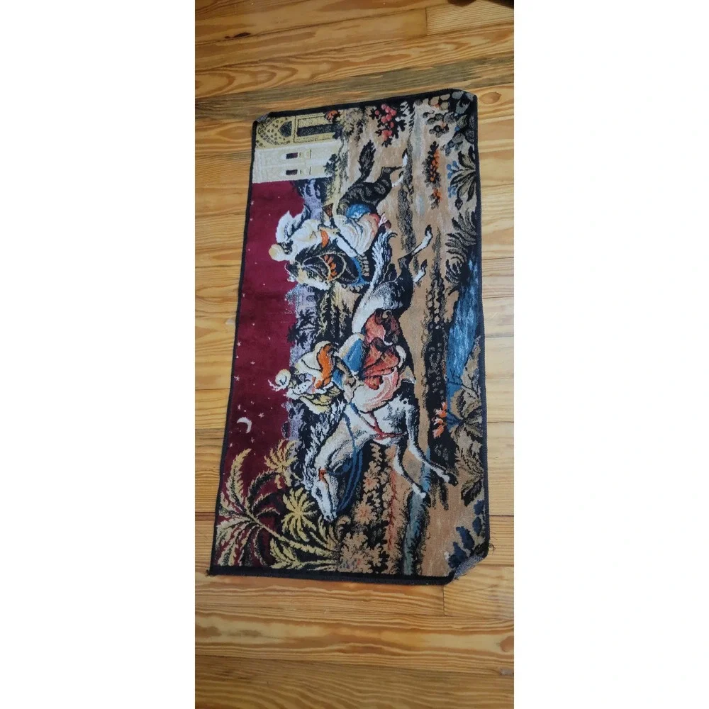 Vintage Persian Style Horse Riders Scene Tapestry Wall Hanging Decor